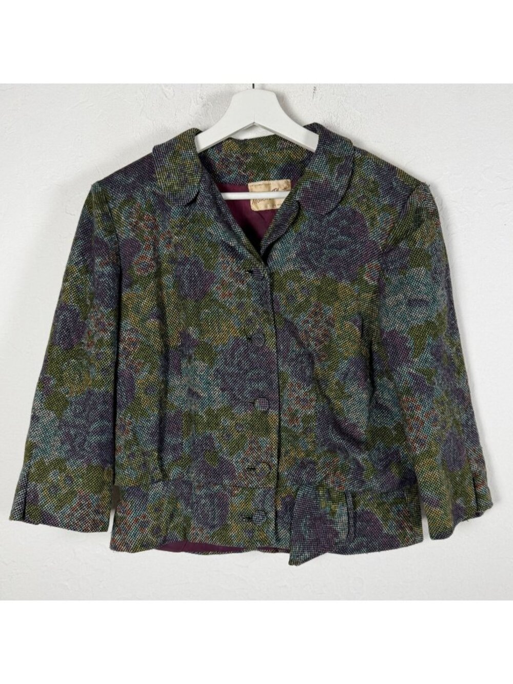 Vintage Mullen & Bluett Cari Colette Women's Tweed Cropped Blazer 1950's